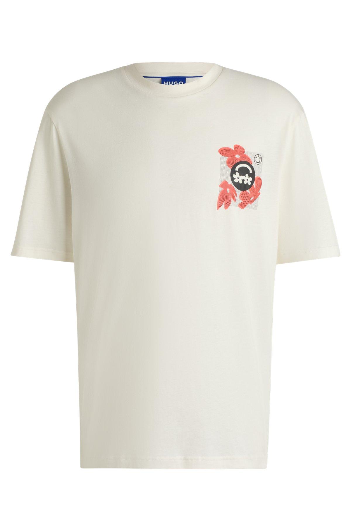 Cotton-jersey T-shirt with logo prints Product Image