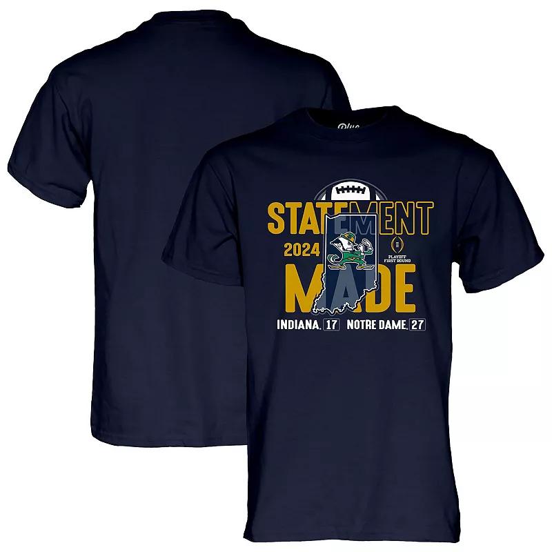 Men's Blue 84  Navy Notre Dame Fighting Irish 2024 College Football Playoff First Round Statement Made Score T-Shirt, Size: Small Product Image