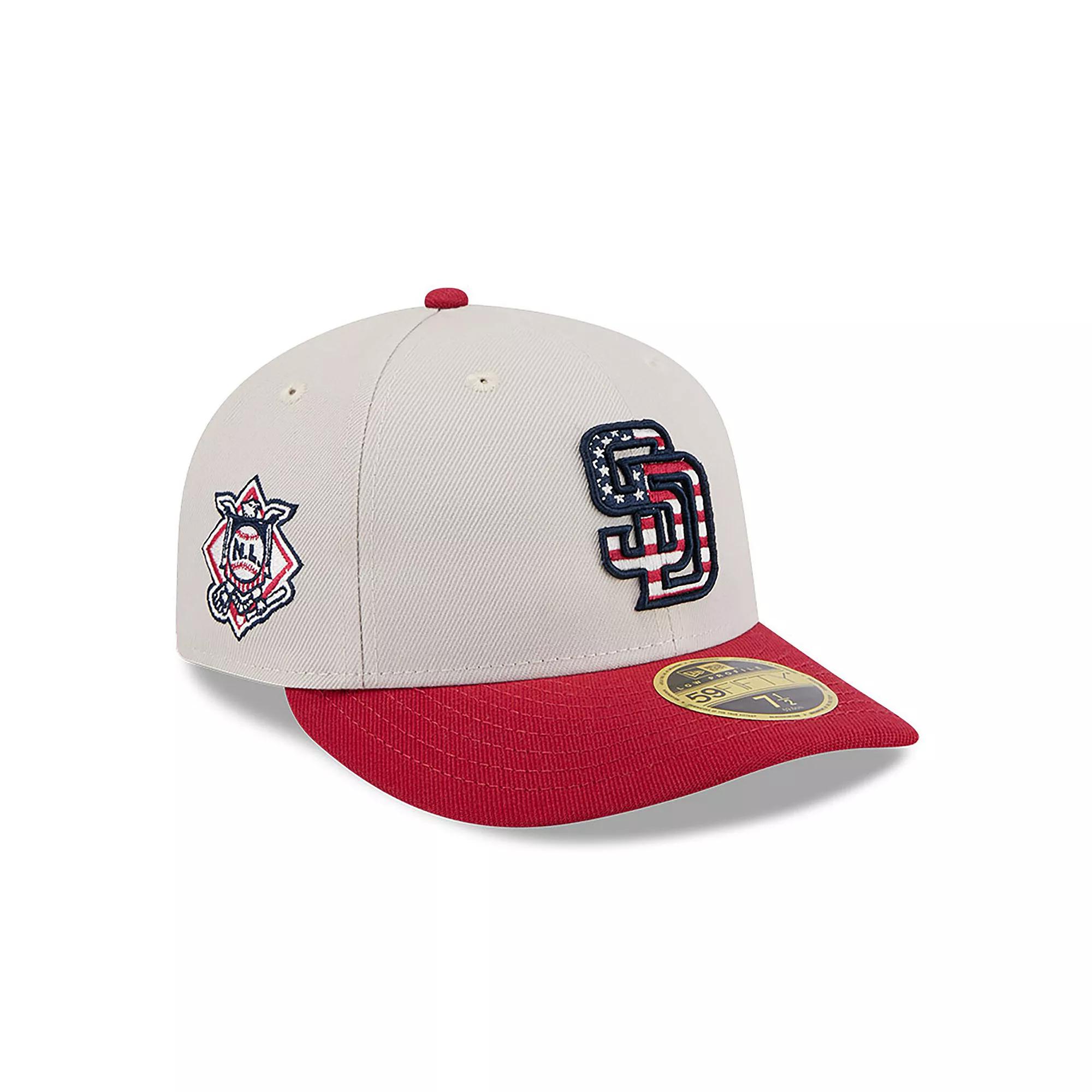 Men's New Era Khaki/Red San Diego Padres 2024 Fourth of July Low Profile 59FIFTY Fitted Hat,  Product Image