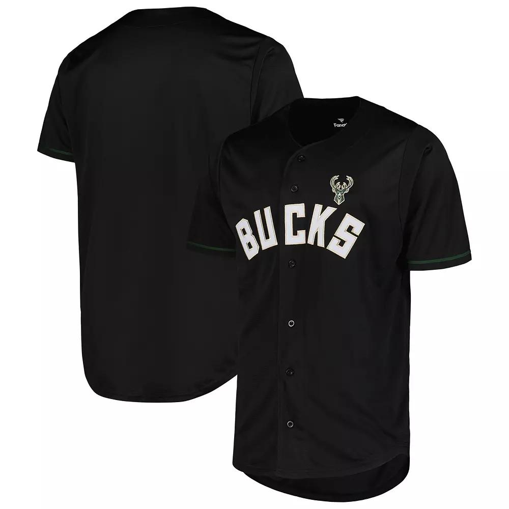 Men's Fanatics Branded Black Milwaukee Bucks Pop Baseball Jersey,  Product Image