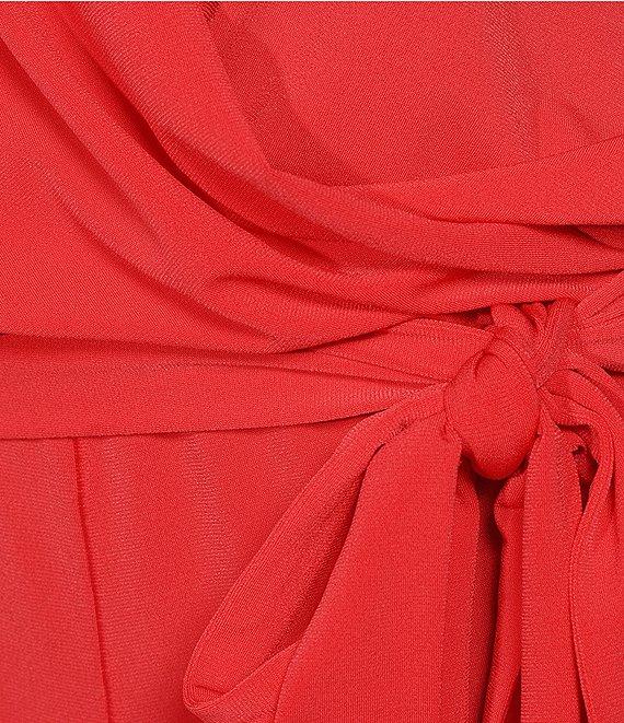 Eva Varro V-Neck Short Sleeve Wide Leg Wrap Jumpsuit Product Image