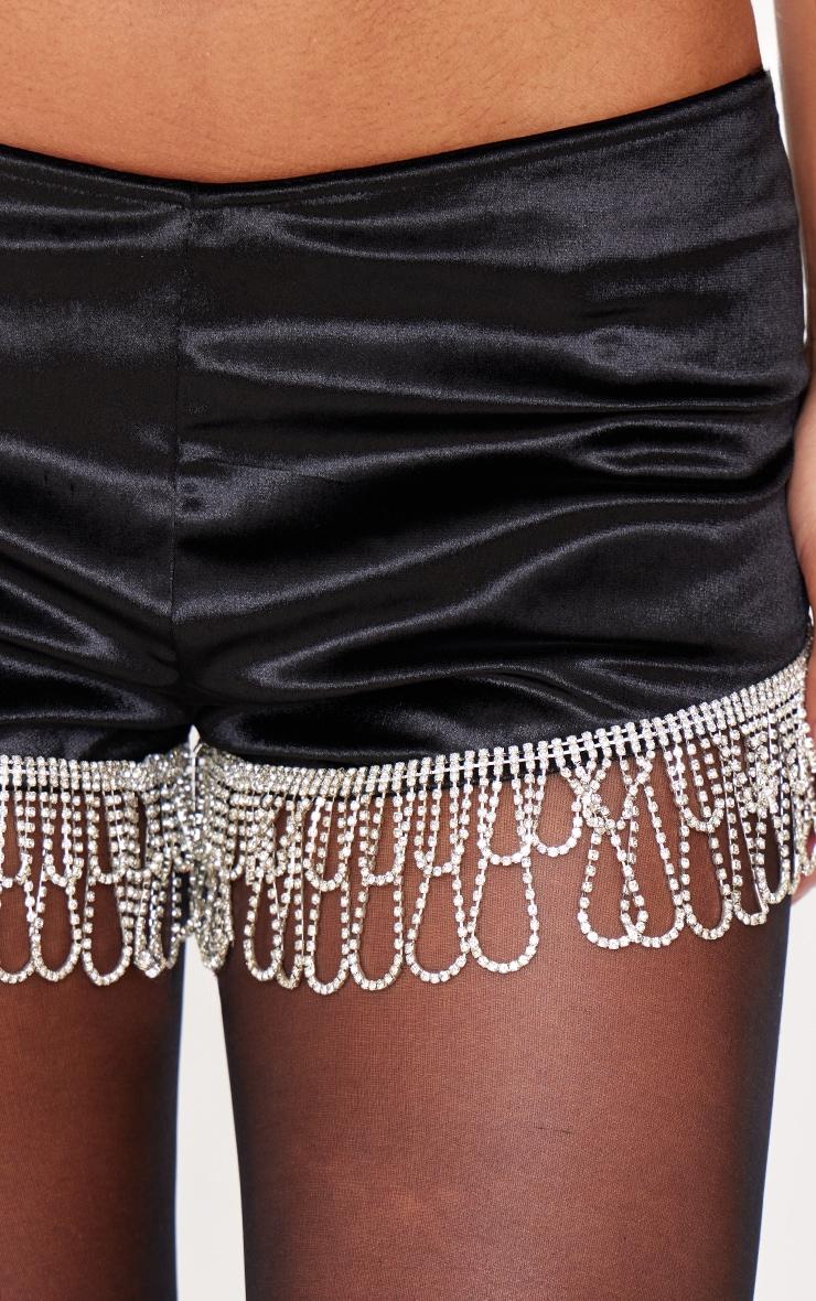 Black Velvet Diamante Trim Hot Pants Product Image
