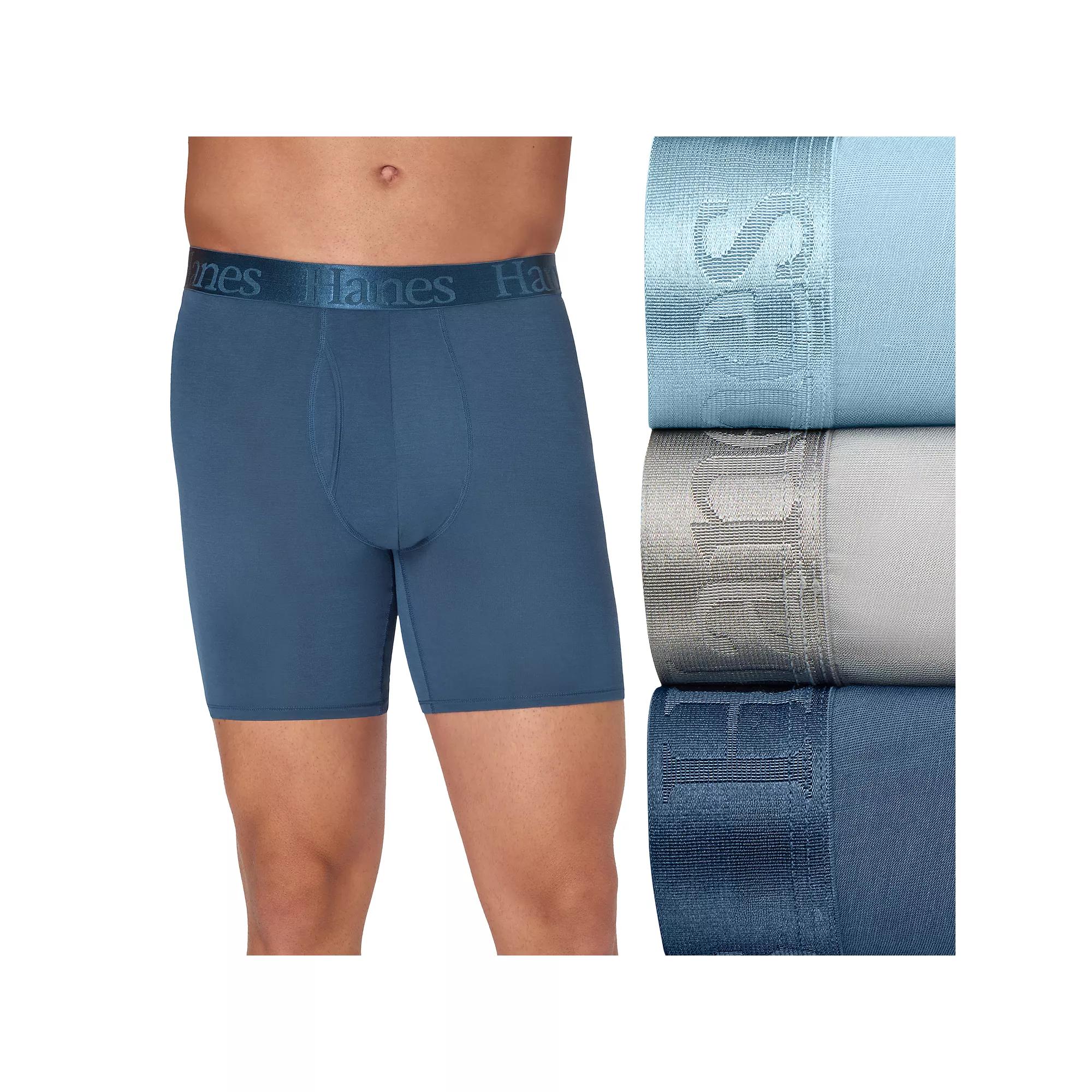 Men's Hanes® Originals 3-Pack Ultimate SuperSoft Boxer Briefs with Total Support Pouch,  Product Image