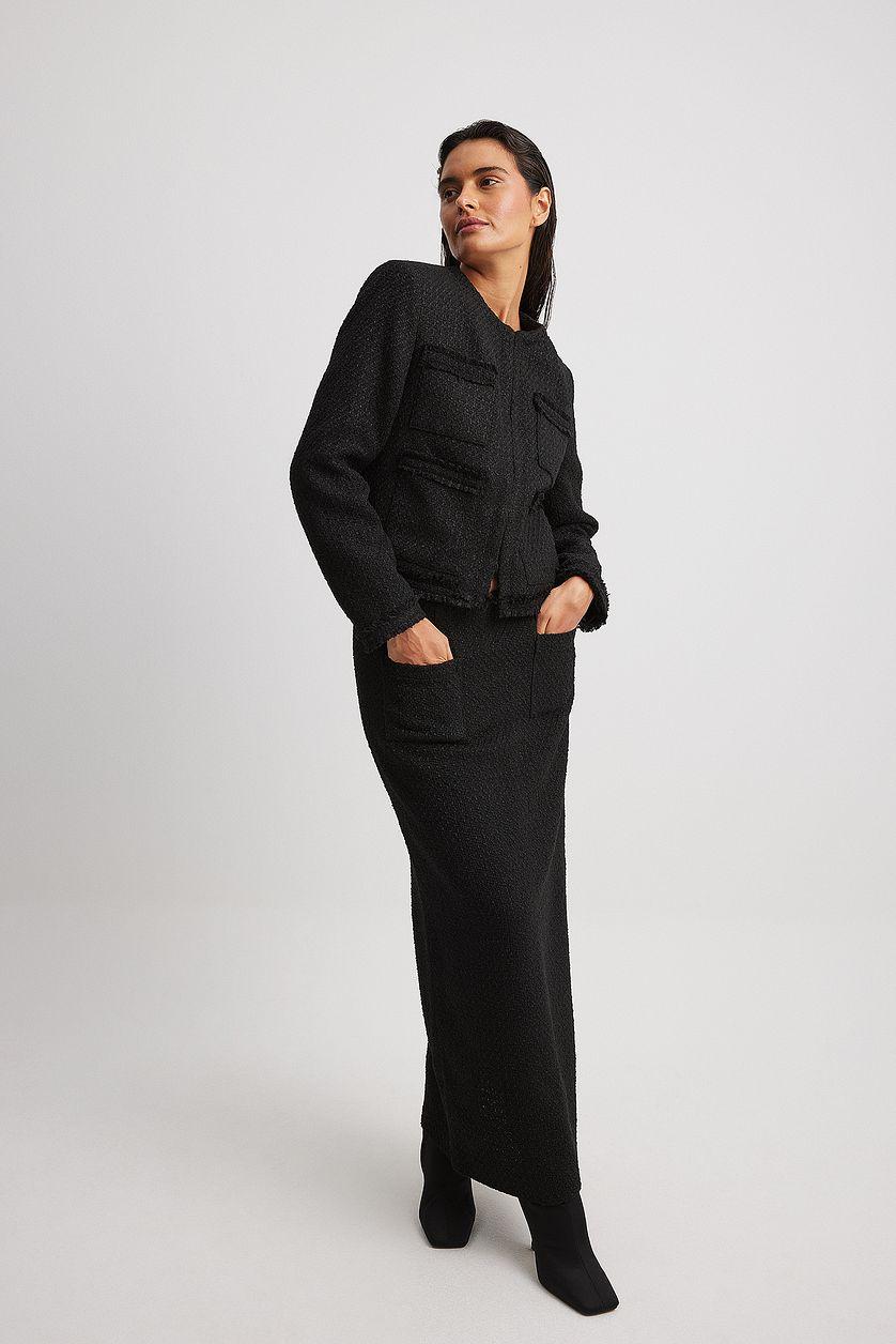 Pocket Detail Tweed Maxi Skirt Product Image