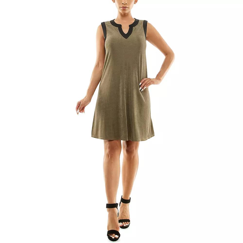 Women's Nina Leonard Mandarin Collar Dress,  Product Image