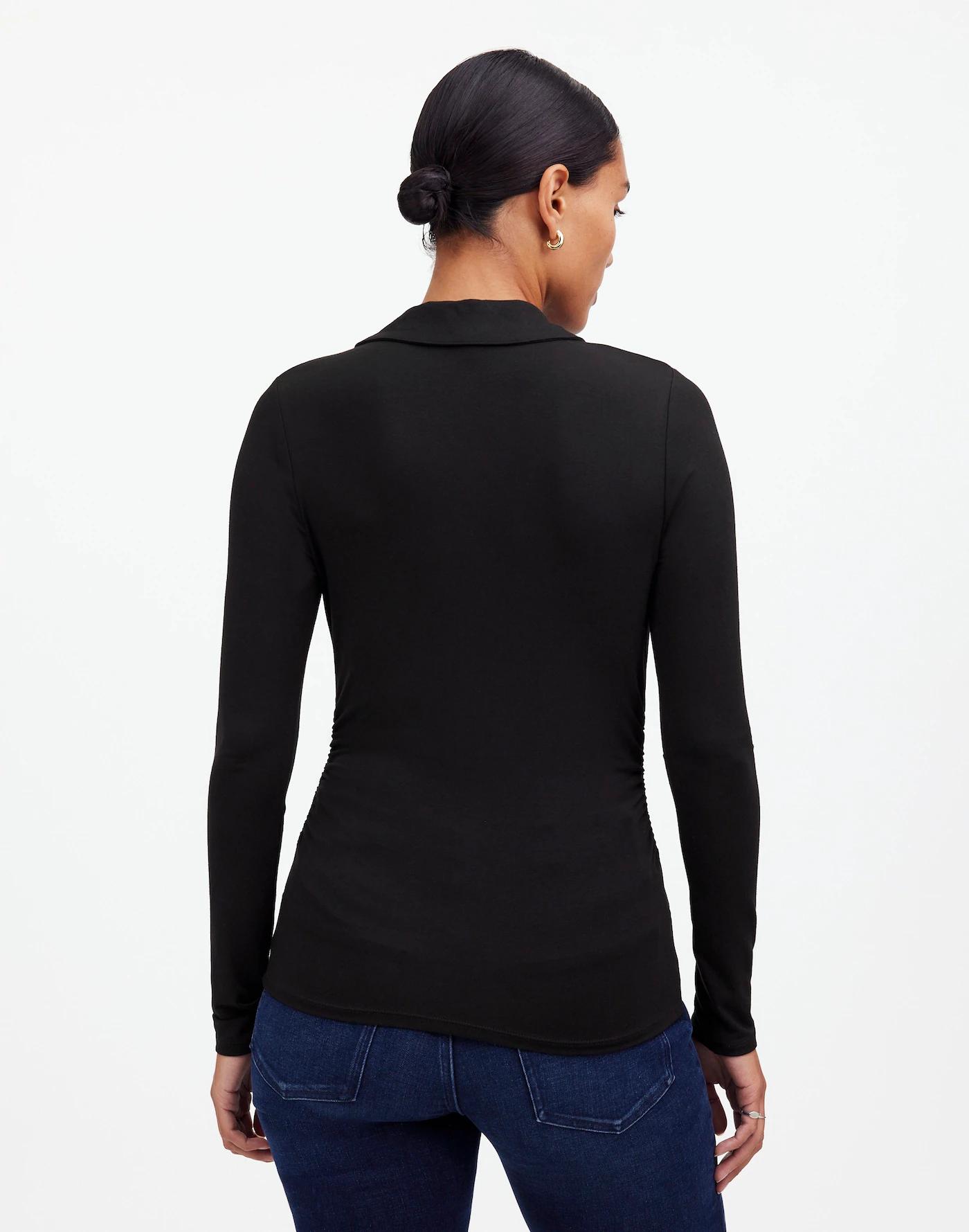 Side-Cinch Long-Sleeve Polo Top Product Image