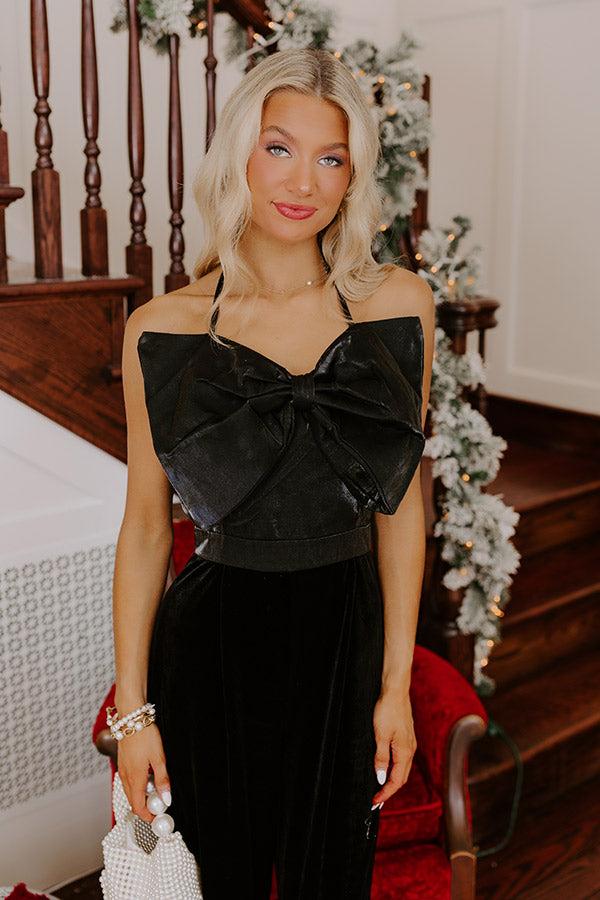 Holiday Party Velvet Jumpsuit in Black Product Image