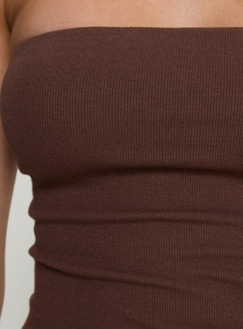 Baseline Strapless Mini Dress Chocolate Product Image