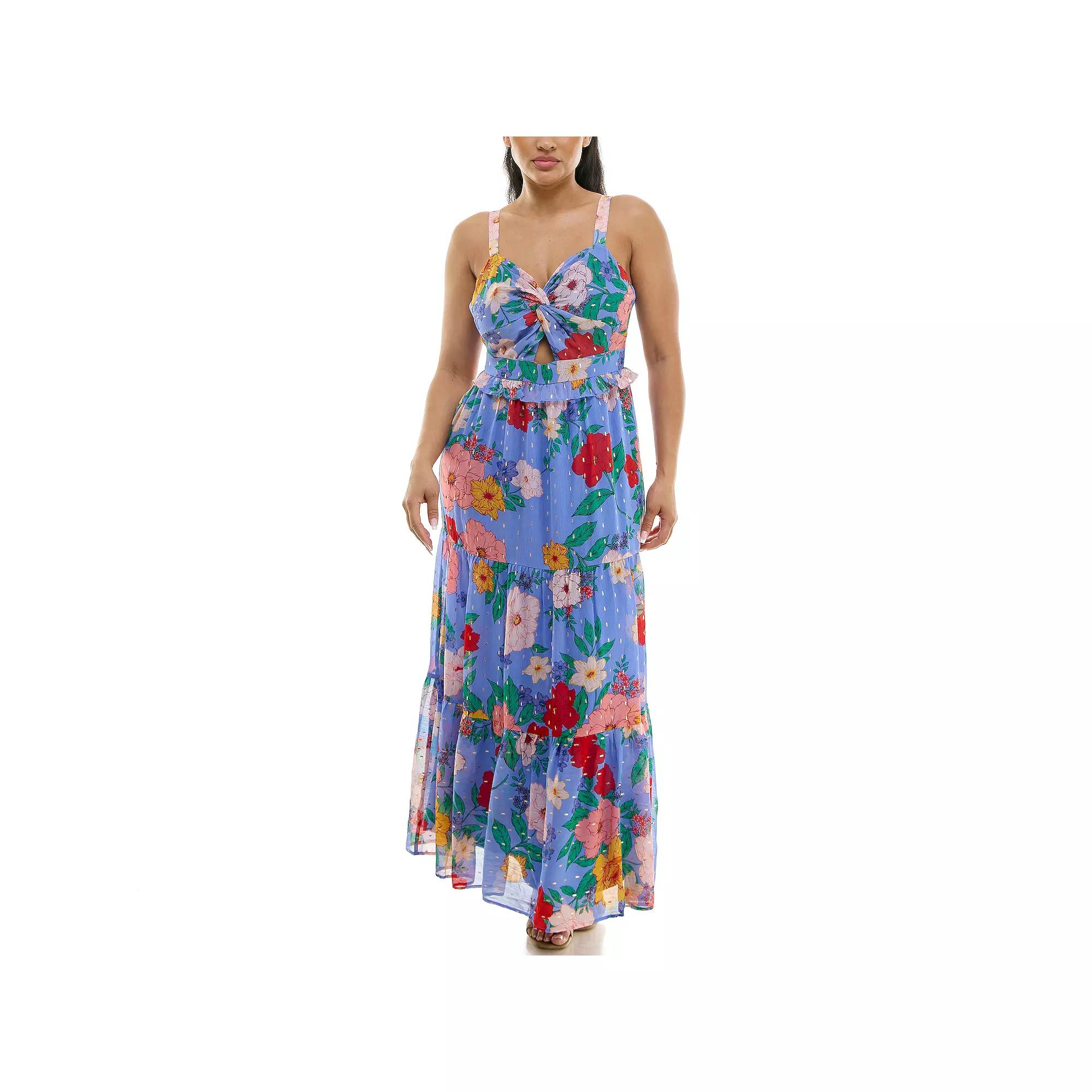 Women's Nina Leonard Tiered Floral Chiffon Dress,  Product Image