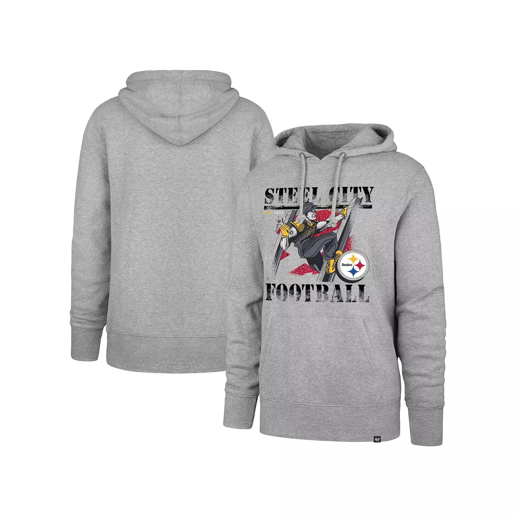 Men's '47 Gray Pittsburgh Steelers Regional Headline Pullover Hoodie,  Product Image