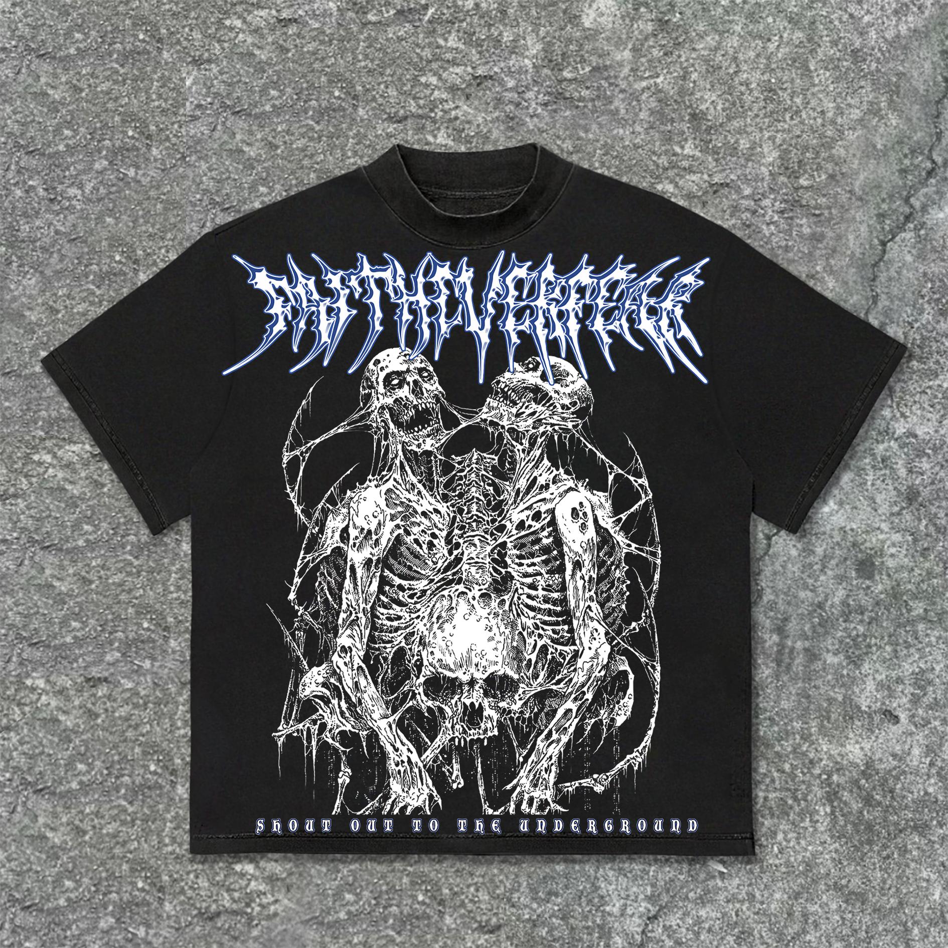 Sopula Faith Over Fear Vintage Skull Print Graphic Cotton T-Shirt Product Image