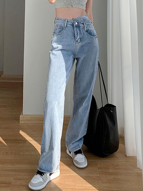 Irregular Design High Rise Boyfriend Jeans Product Image