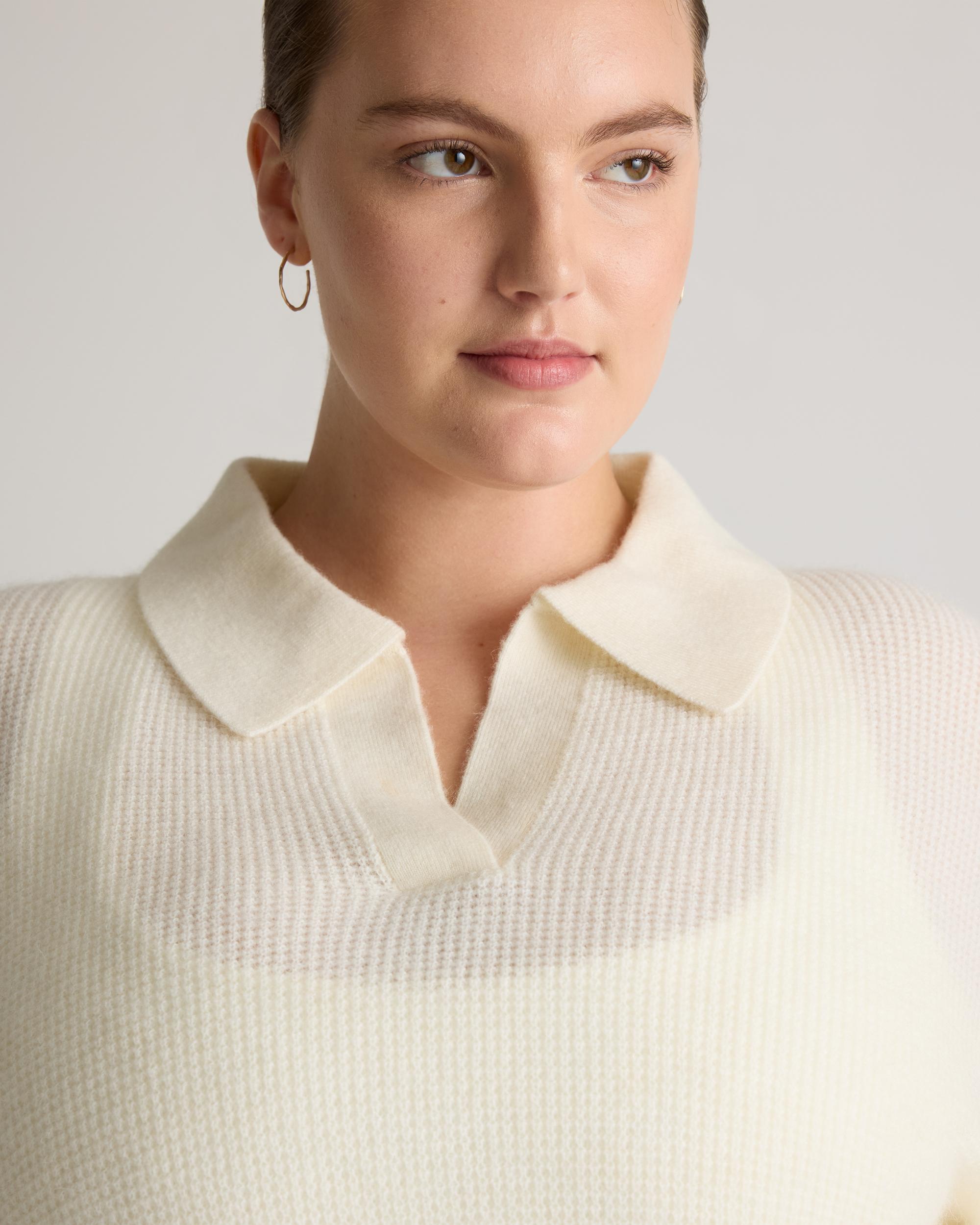 Quince | Women's Baby Alpaca-Wool Waffle Stitch Polo Sweater Size XS Product Image