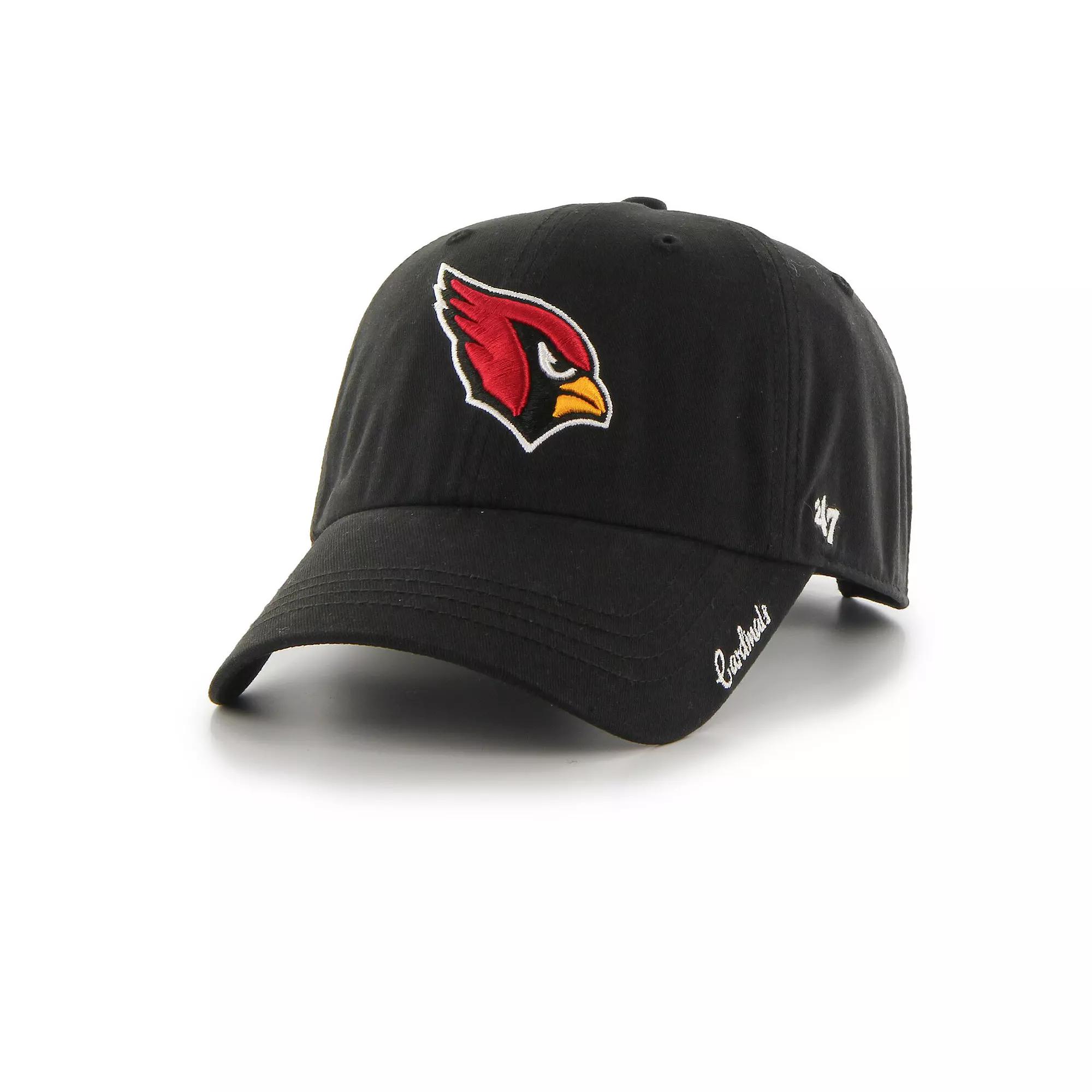 Women's '47 Black Arizona Cardinals Miata Clean Up Primary Adjustable Hat Product Image