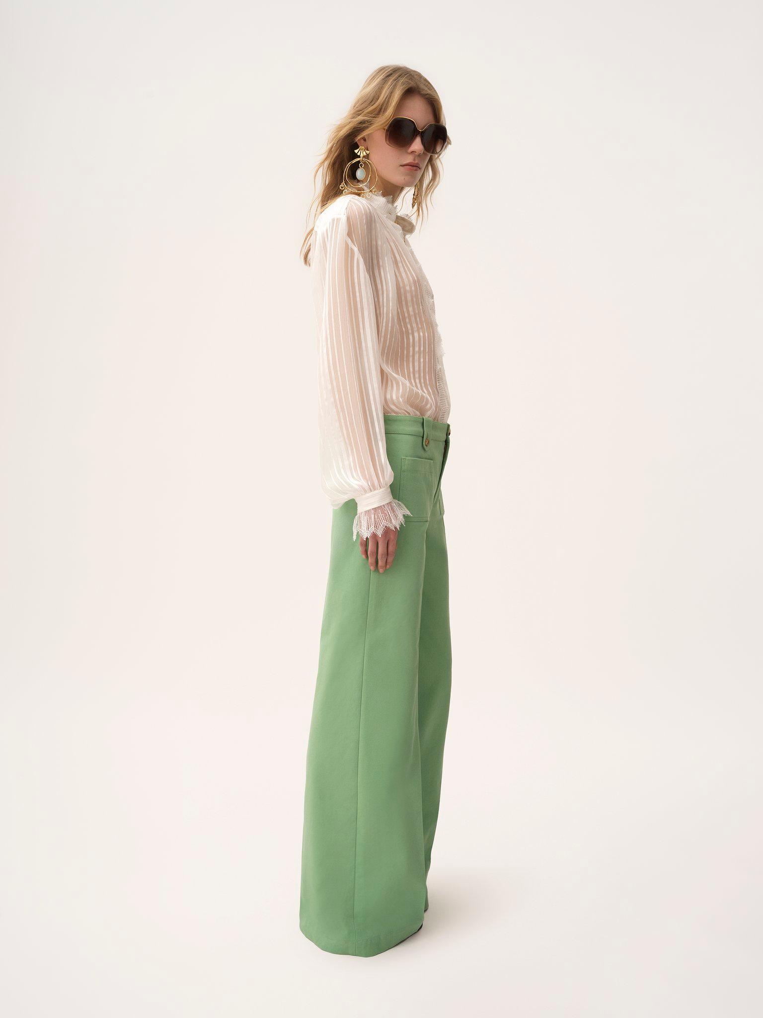 Flared pants in cotton canvas Product Image