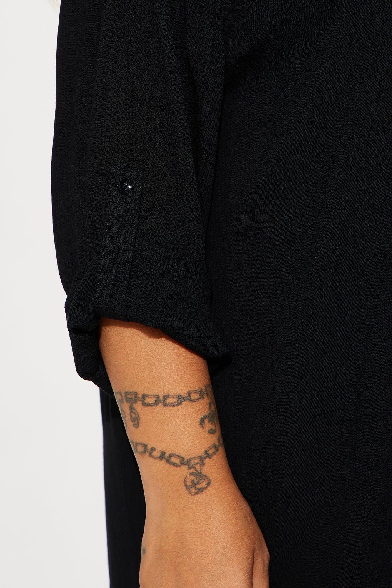 Breezy Paradise Linen Cover Up Dress - Black Product Image