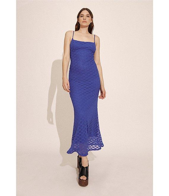Bardot Adoni Square Neck Textured Floral Mesh Midi Slip Dress Product Image