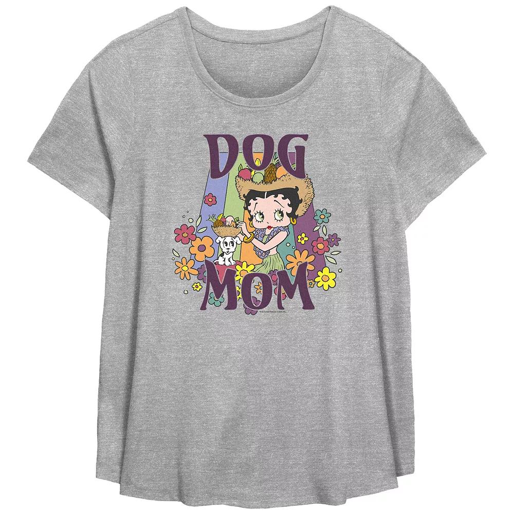 Plus Size Betty Boop Dog Mom Scoop Hem Flowy Graphic Tee, Women's, Size: 4XL, Grey Gray Product Image