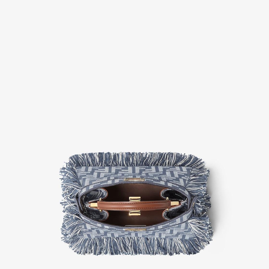 Peekaboo ISeeU PetiteBlue denim-effect FF jacquard bag Product Image