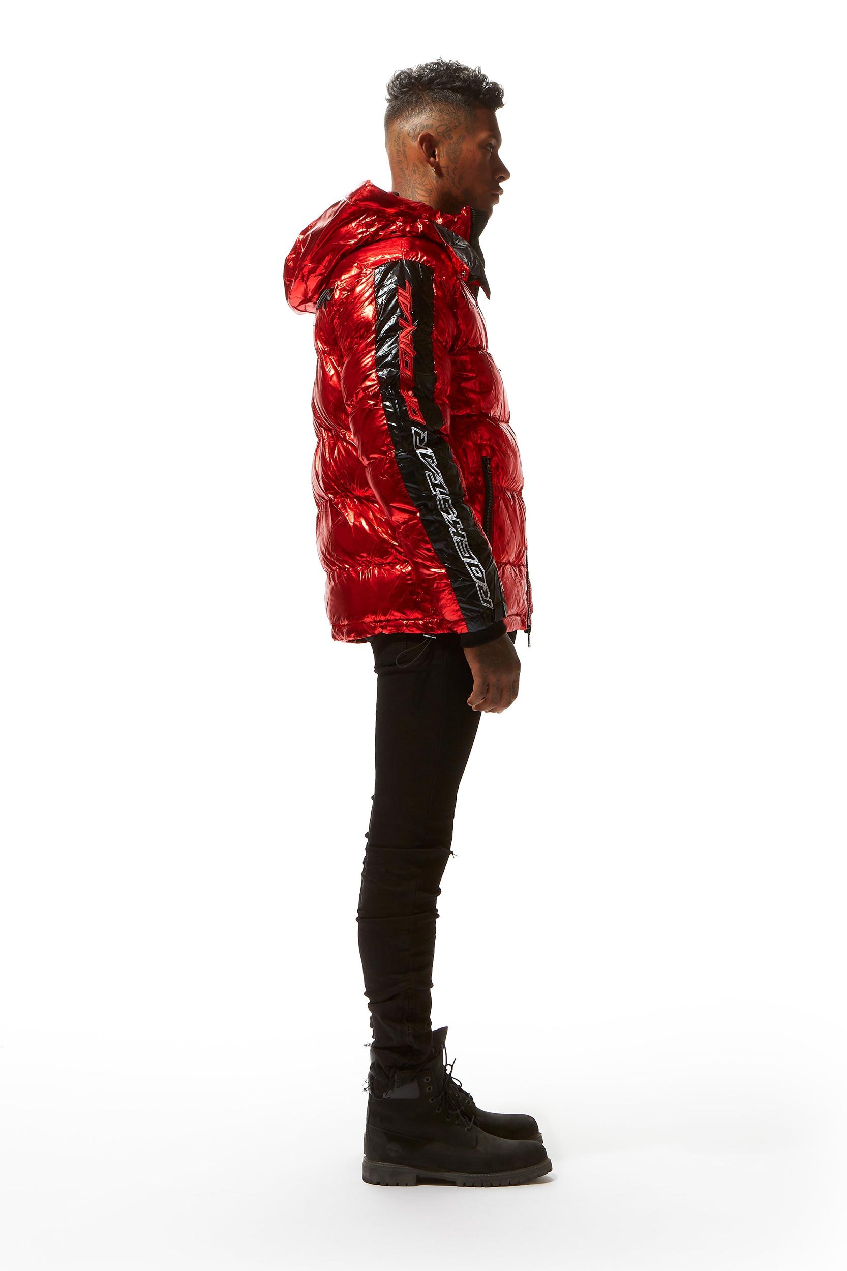 Metallic Red Alasia Puffer Jacket Male Product Image