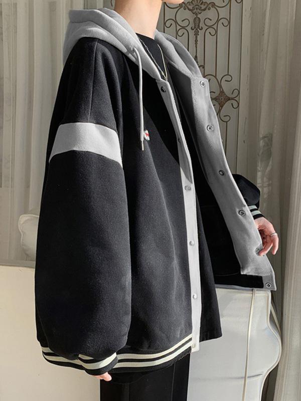 Men's Color Block Hooded Jacket Product Image