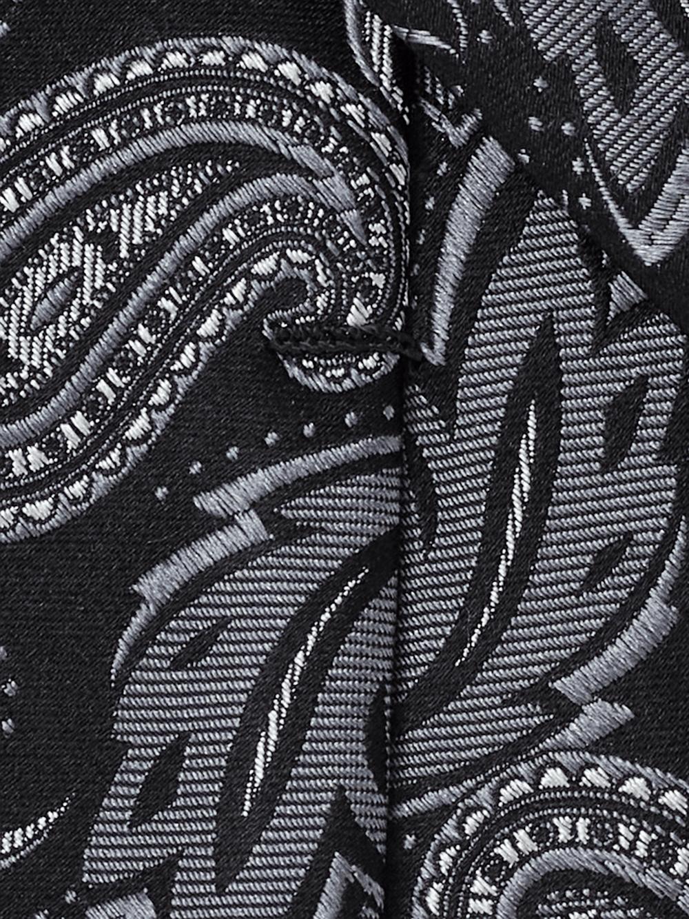 Paisley Woven Silk Tie - Black Product Image