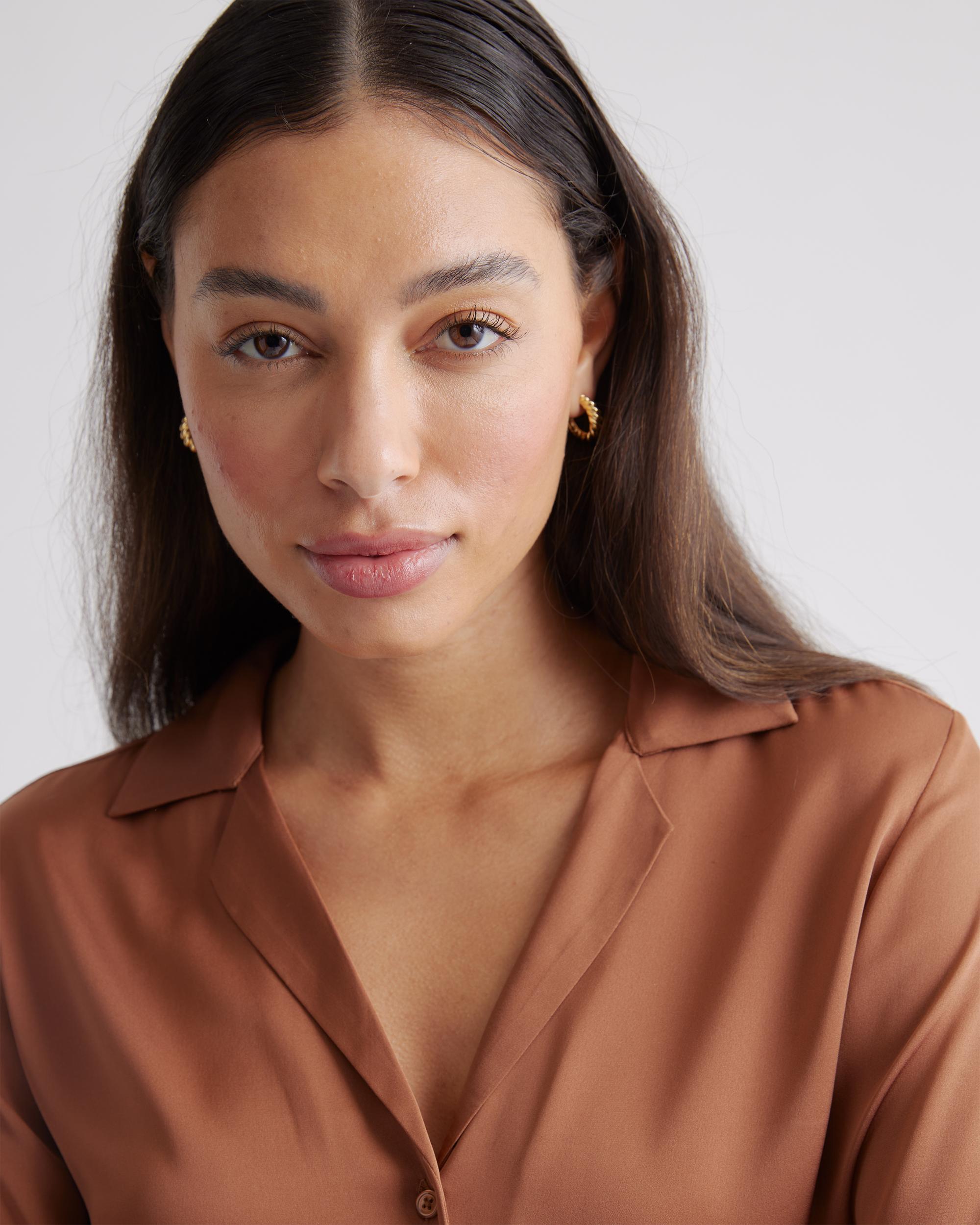 Quince | Women's Washable Stretch Silk Notch Collar Blouse Product Image