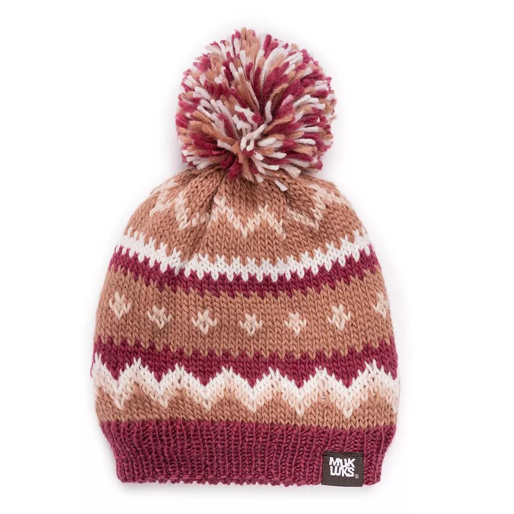 Women's MUK LUKS Cuff Knit Beanie, Canyon Pink Product Image