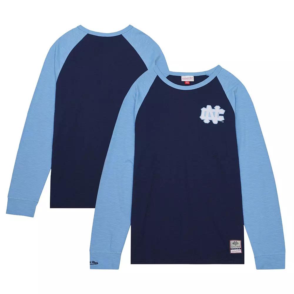 Men's Mitchell & Ness Navy North Carolina Tar Heels Legendary Slub Raglan Long Sleeve T-Shirt, Size: Medium, Blue Product Image