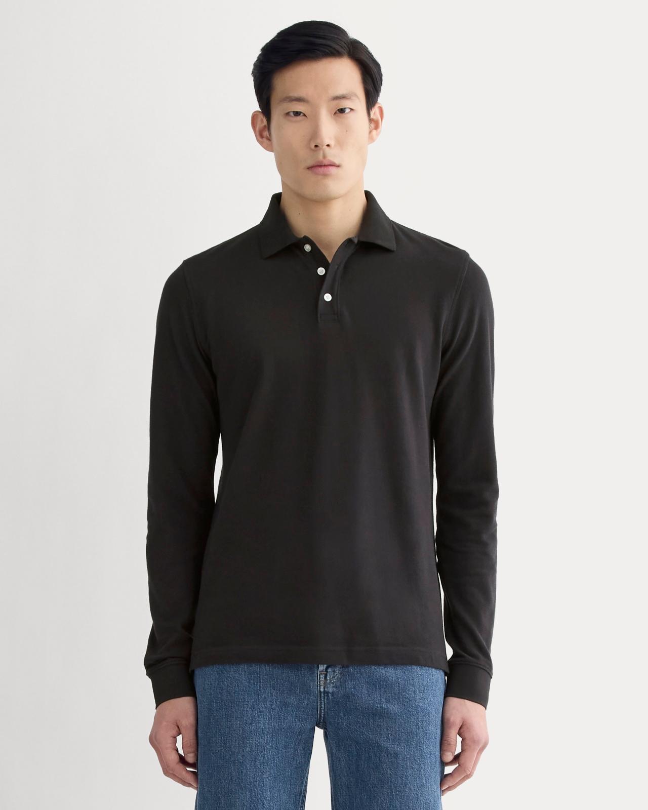 Mens Long-Sleeve Pique Polo T-Shirt by Everlane Product Image