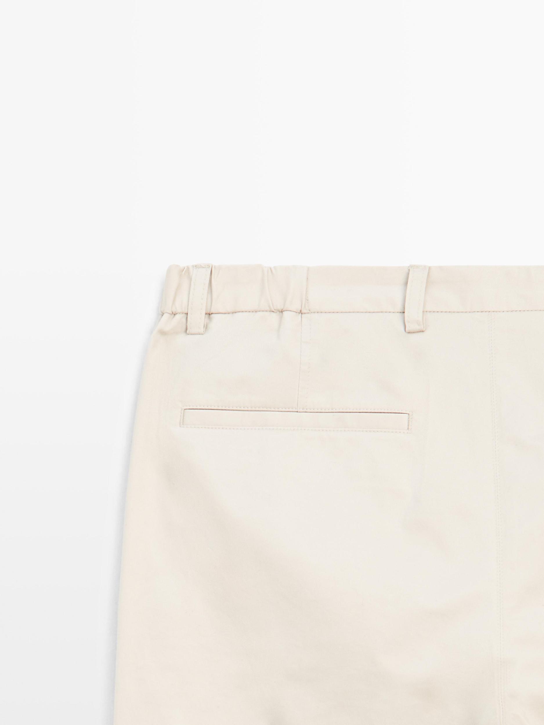 Cotton blend slim fit trousers Product Image