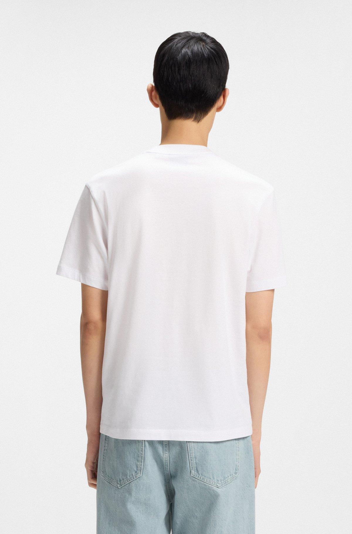 HUGO - Cotton-jersey T-shirt with music-inspired artwork - White Product Image