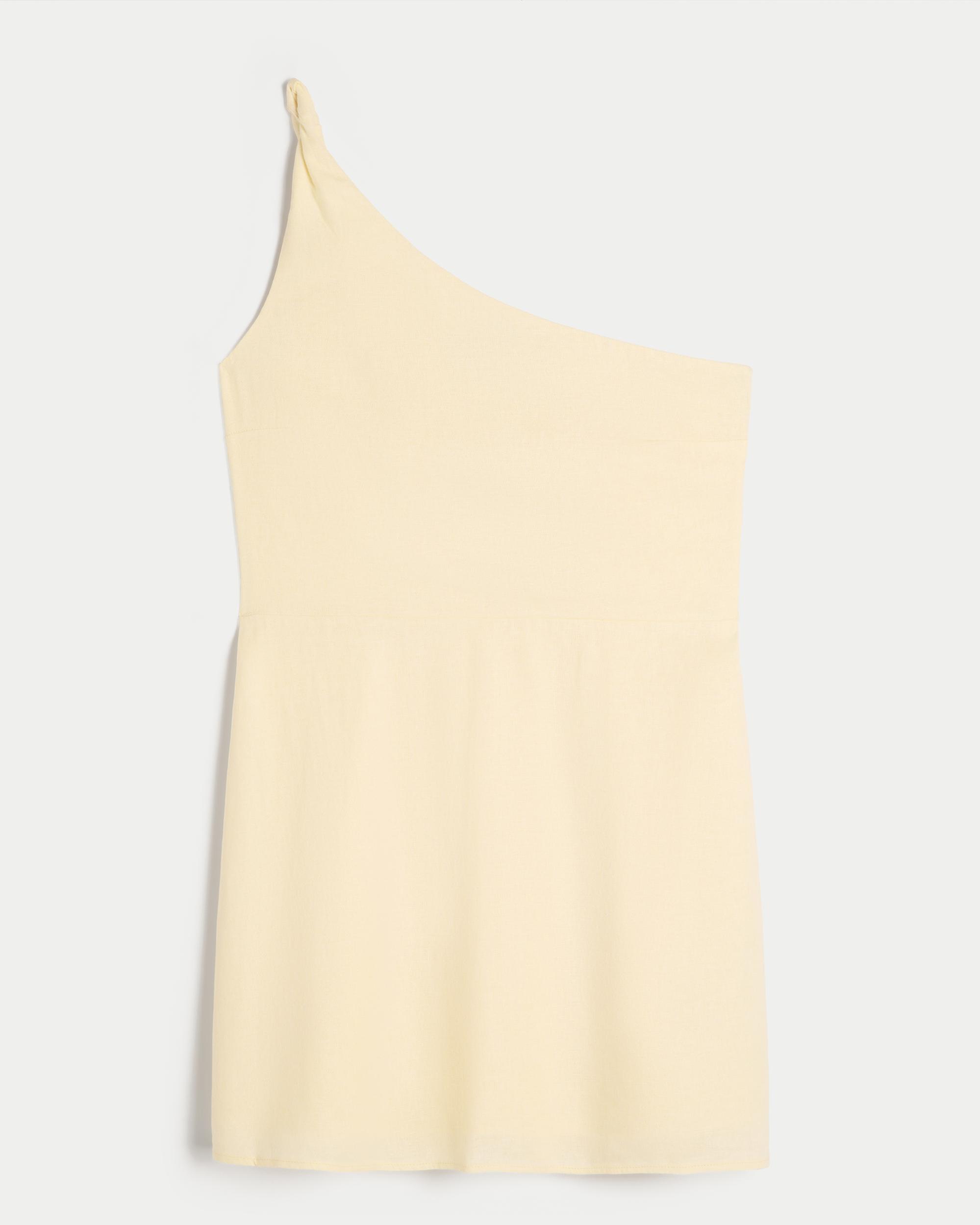 Linen-Blend Asymmetrical Mini Dress Product Image