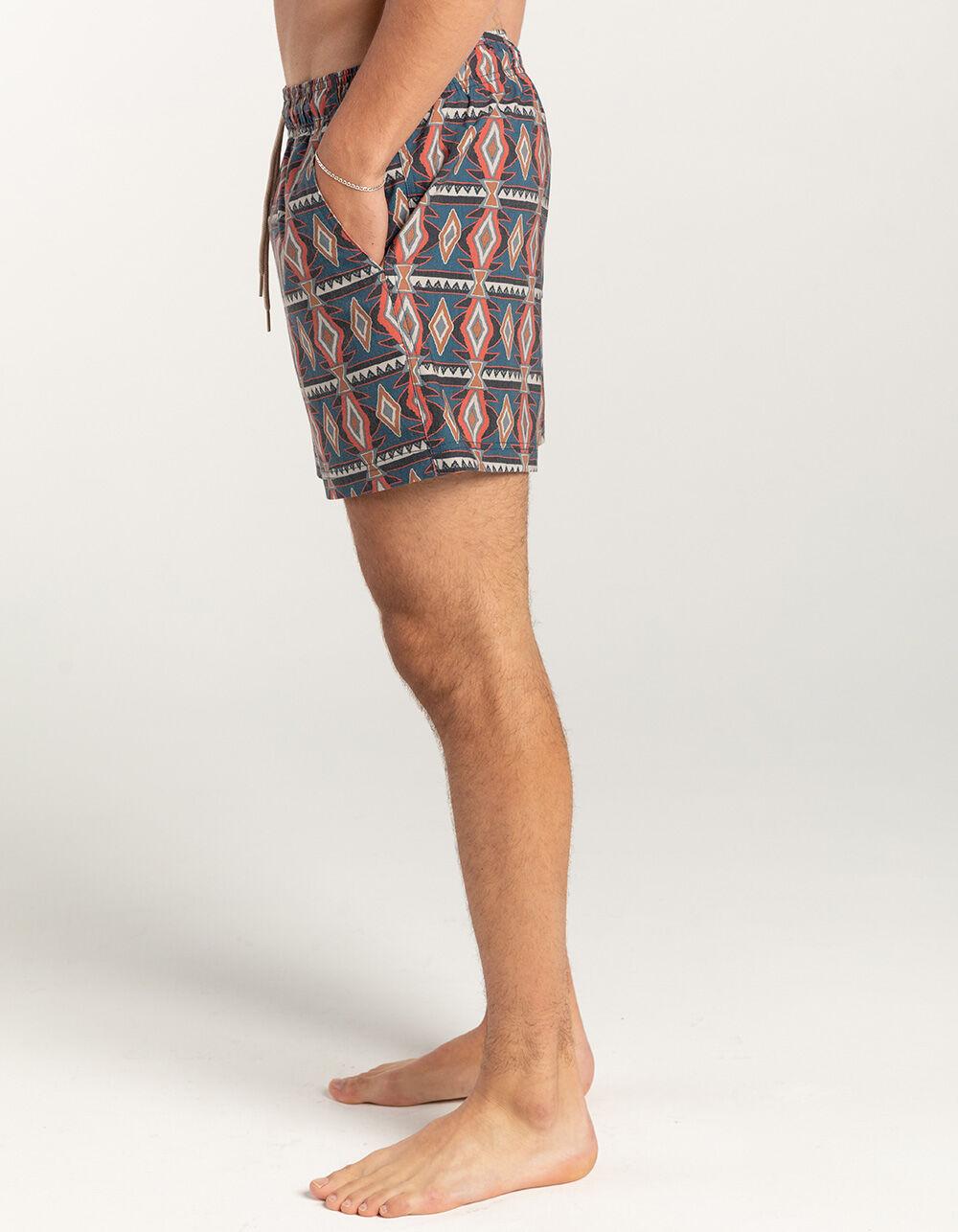 RSQ Mens Geo Stripe 5" Swim Shorts - TURQ COMBO Product Image
