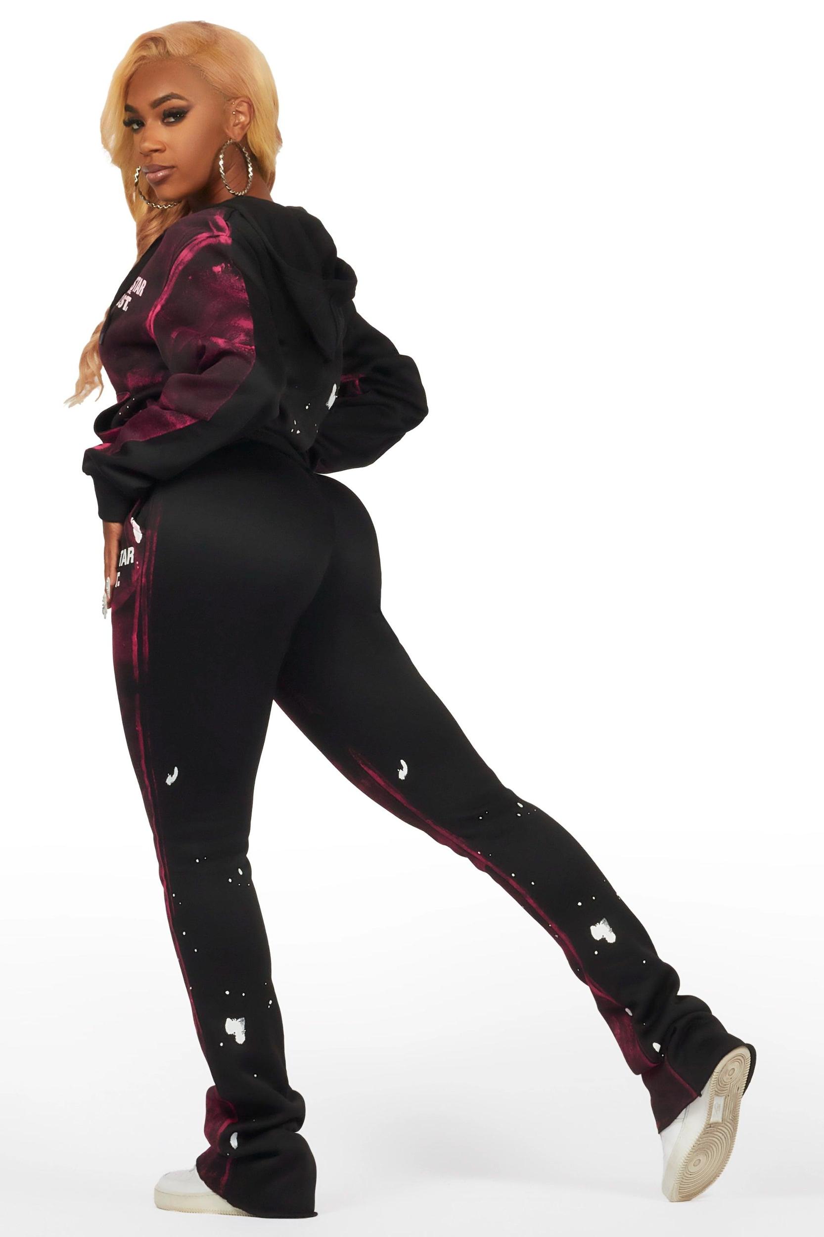Martina Black Zip Up Super Stacked Trackset Female Product Image