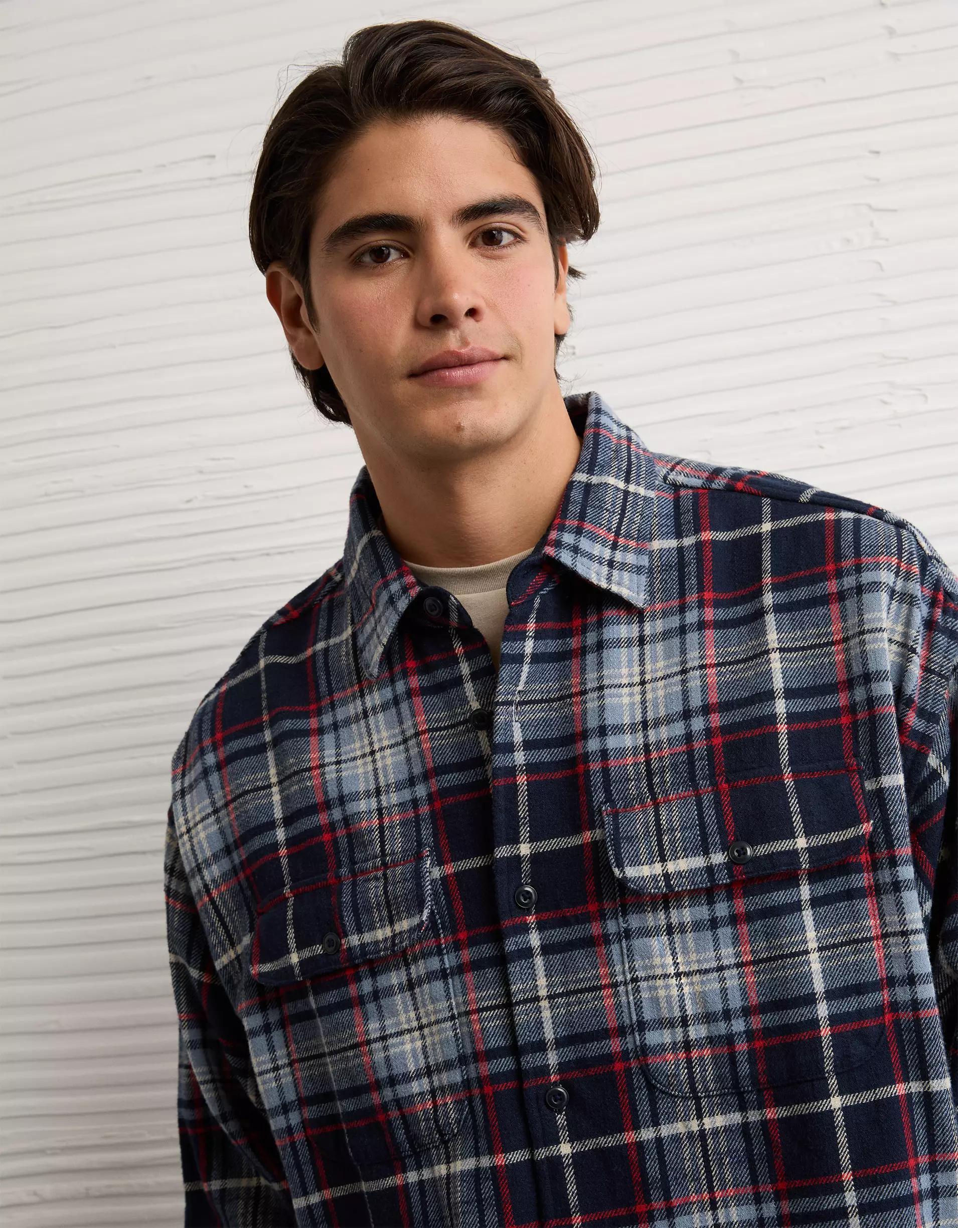 AE Boxy Flannel Shirt Product Image