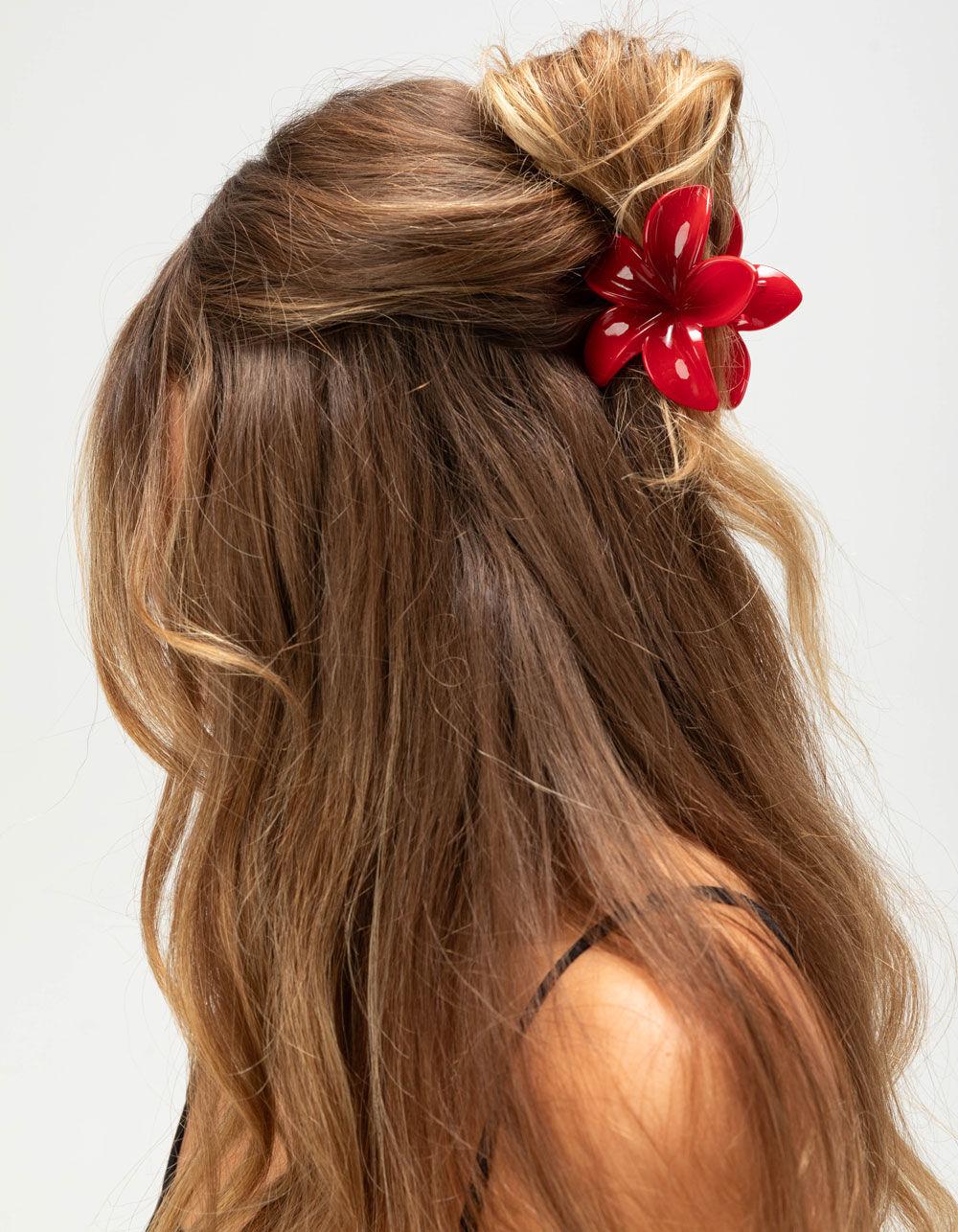 FULL TILT Hibiscus Flower Hair Claw Clip - RED Product Image