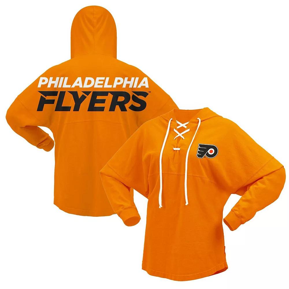 Women's Fanatics Branded Orange Philadelphia Flyers Jersey Lace-Up V-Neck Long Sleeve Hoodie T-Shirt,  Product Image