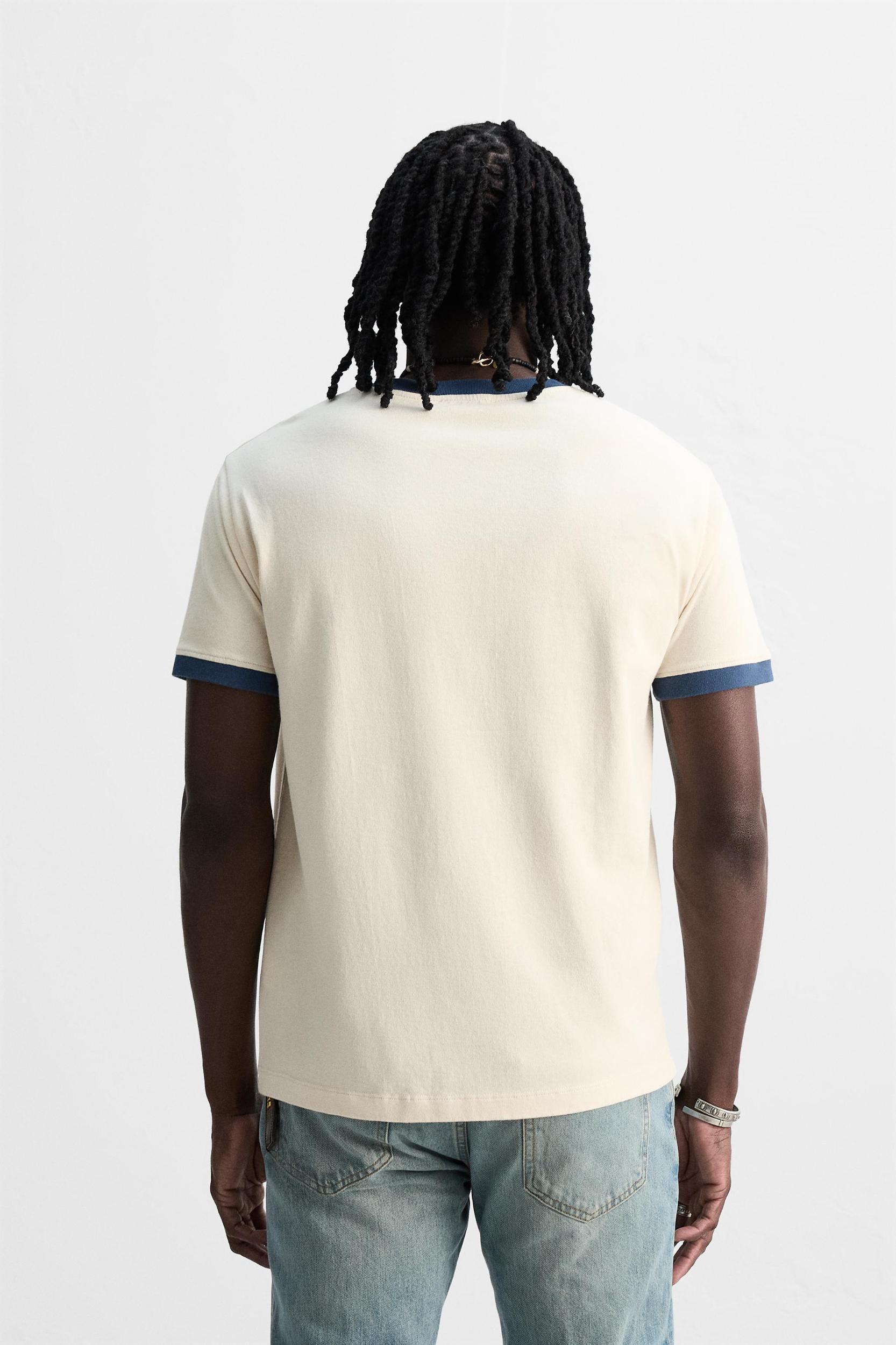 RIB CONTRAST TEXT T-SHIRT Product Image