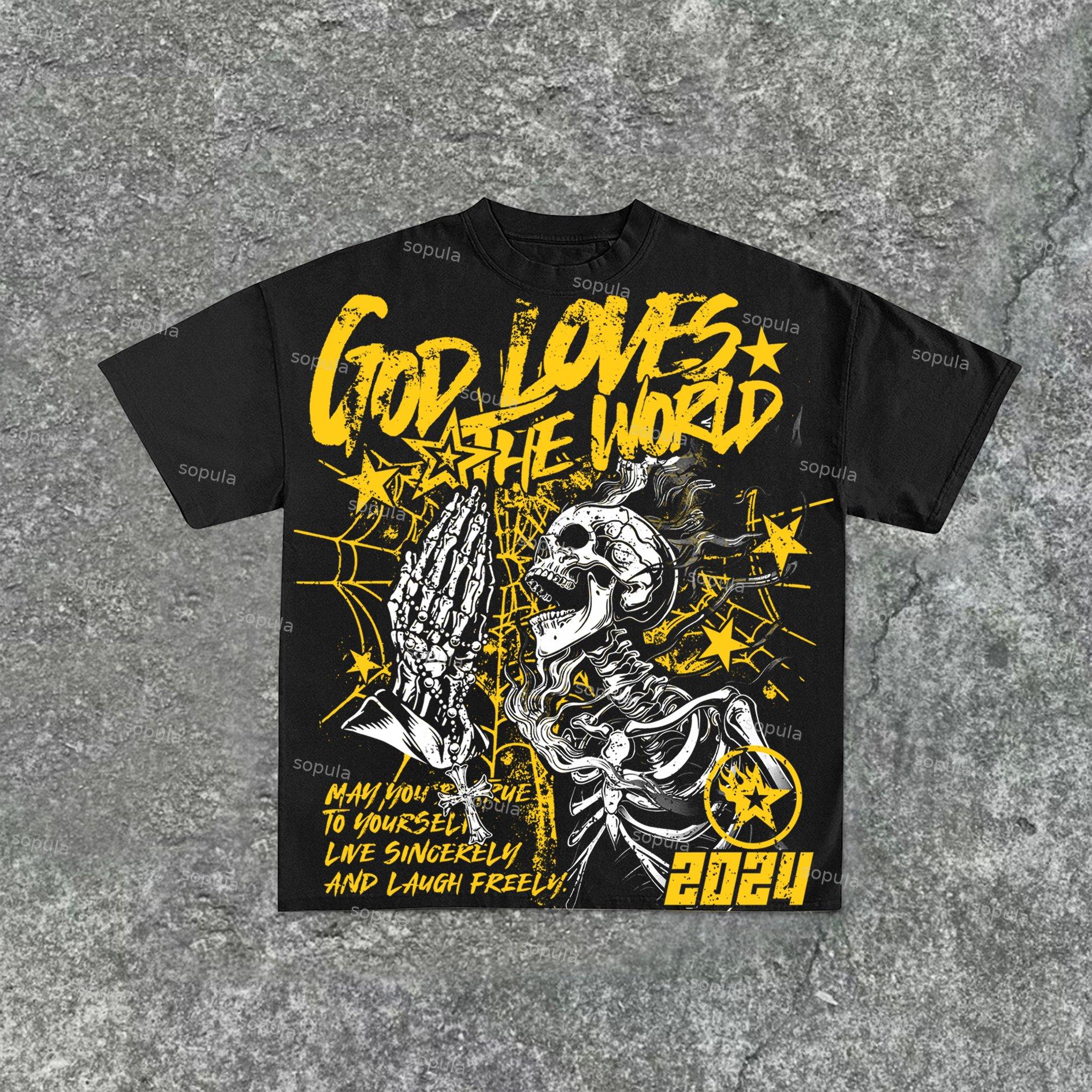 God Loves The World Vintage Graphic Cotton T-Shirt Product Image