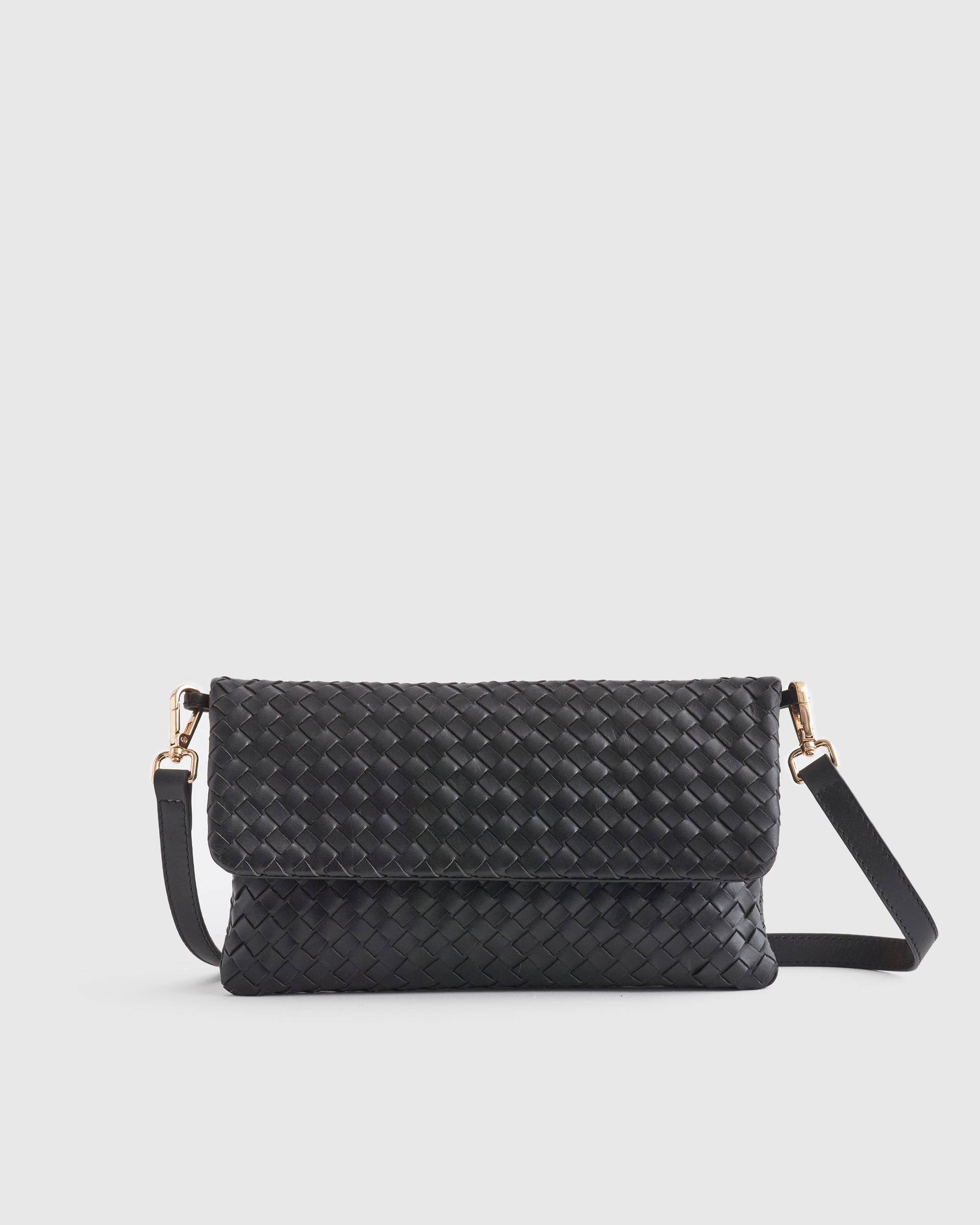 Quince | Women's Italian Leather Handwoven Convertible Clutch Product Image