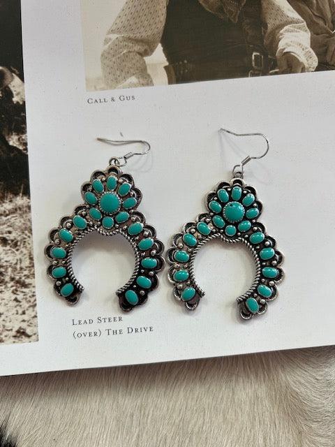 Western Concho Squash Blossom Dangle Earrings Product Image