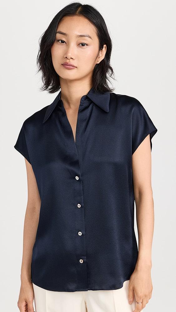 Vince Cap Sleeve Ruched Back Blouse | Shopbop Product Image