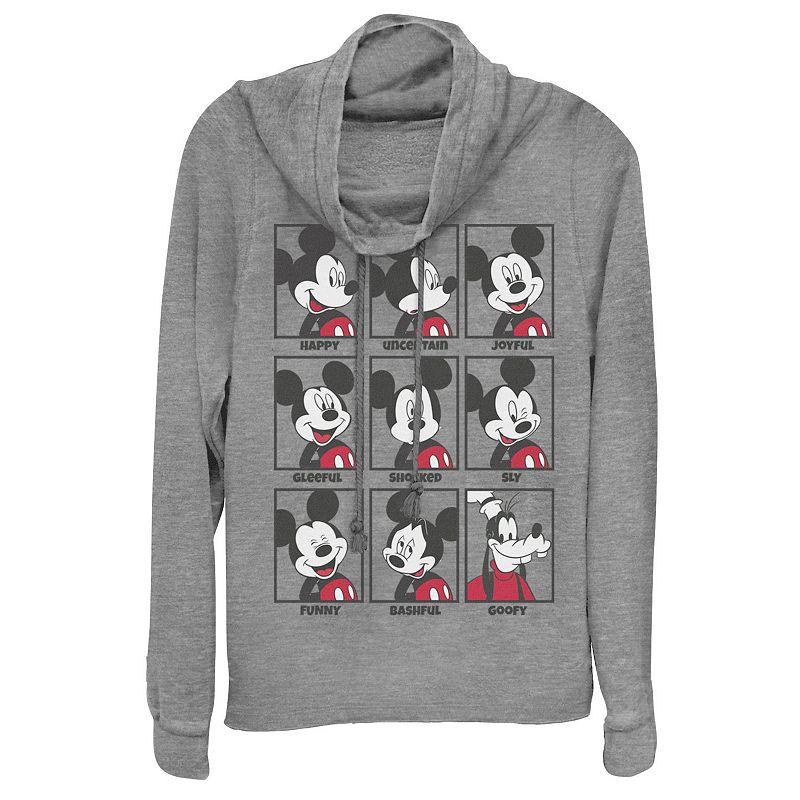 Disney Mickey Mouse Juniors' Emotions Cowlneck Graphic Lightweight Long Sleeve, Girl's,  Product Image