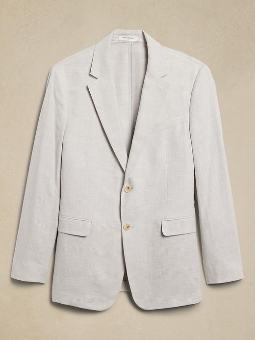 Tailored-Fit Linen-Blend Glen Plaid Suit Jacket Product Image