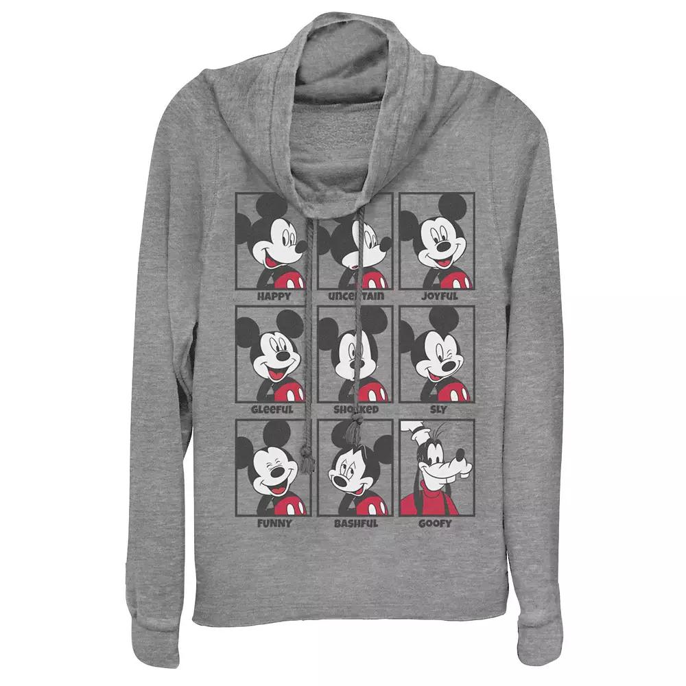 Disney Mickey Mouse Juniors' Emotions Cowlneck Graphic Lightweight Long Sleeve, Girl's,  Product Image