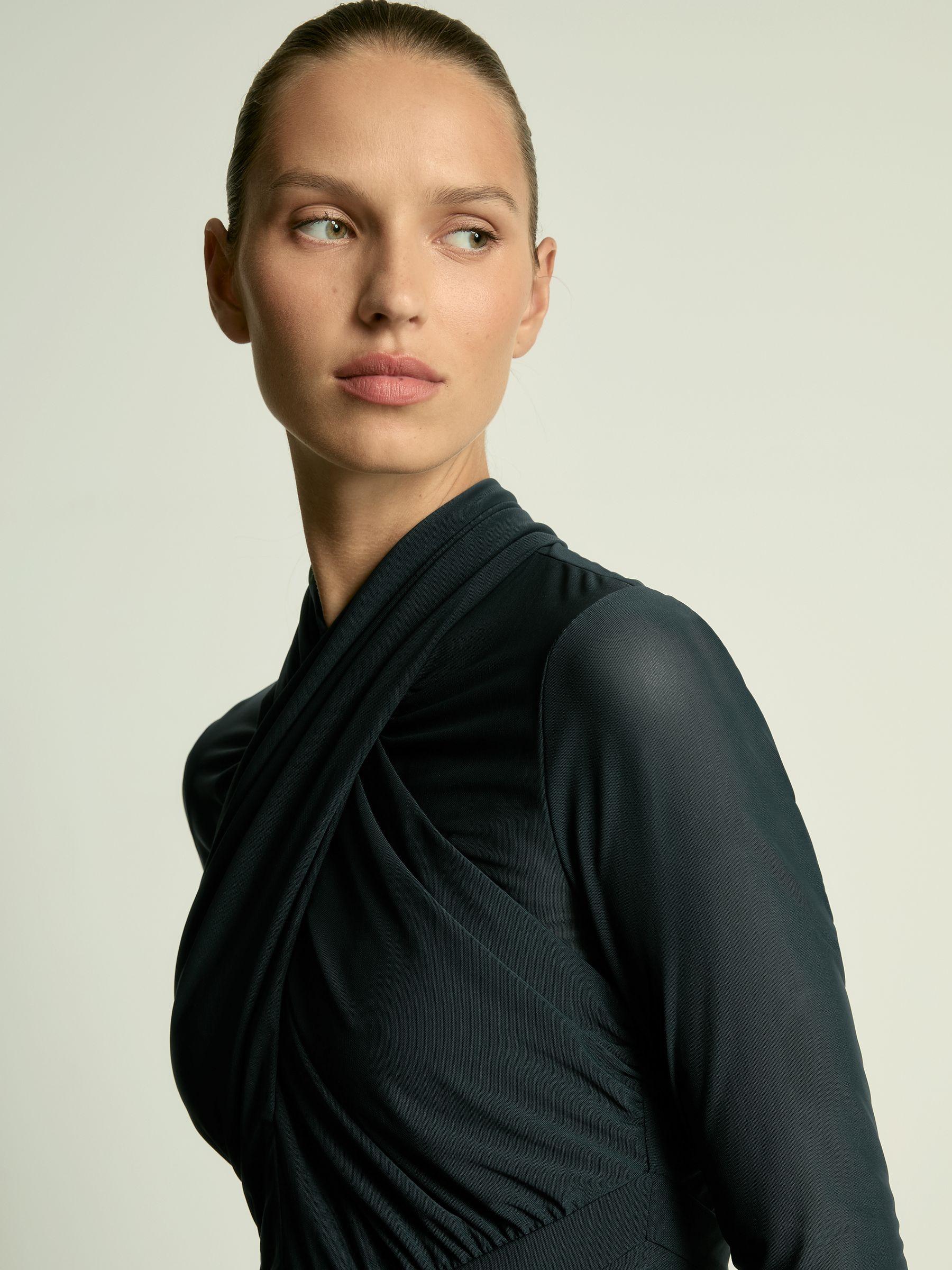 Ruched Bodycon Midi Dress in Teal Product Image