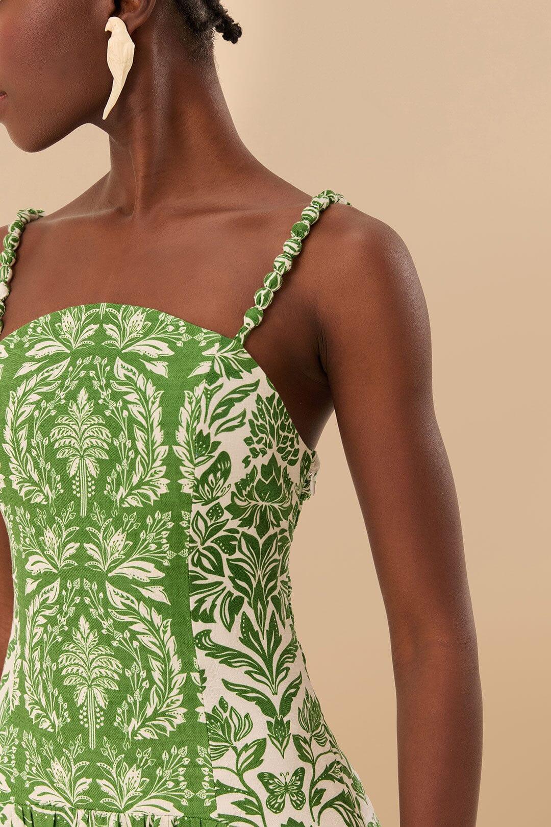 Green Delicate Tapestry Euroflax™ Premium Linen Midi Dress Product Image