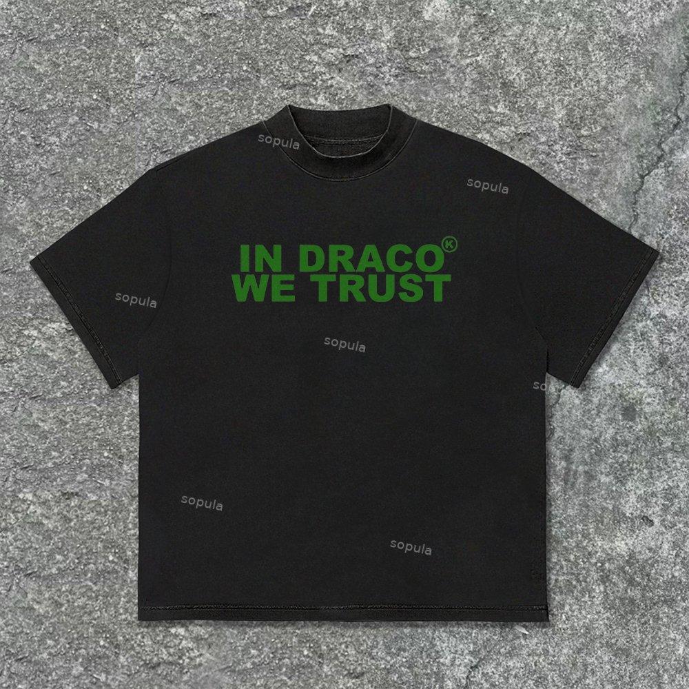 Vintage In Draco We Trust Graphic Cotton T-Shirt Product Image