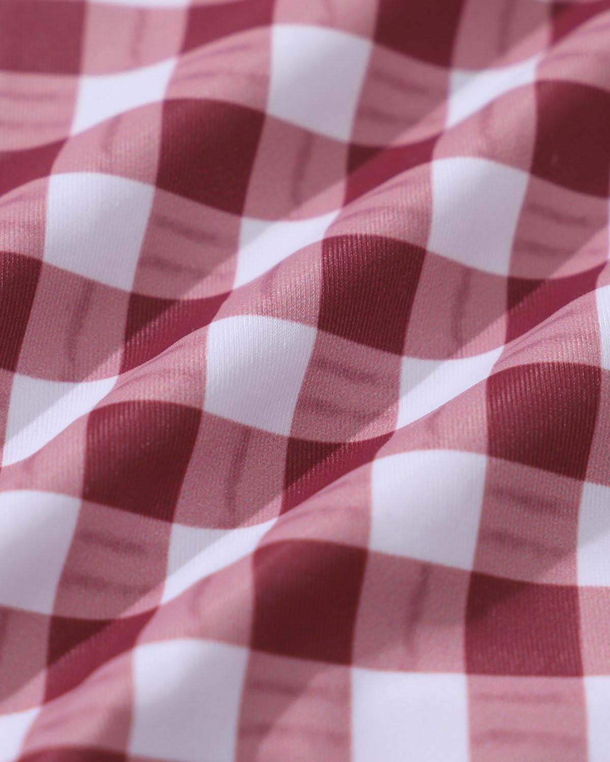 Red Plaid Bandeau Bikini Set Product Image